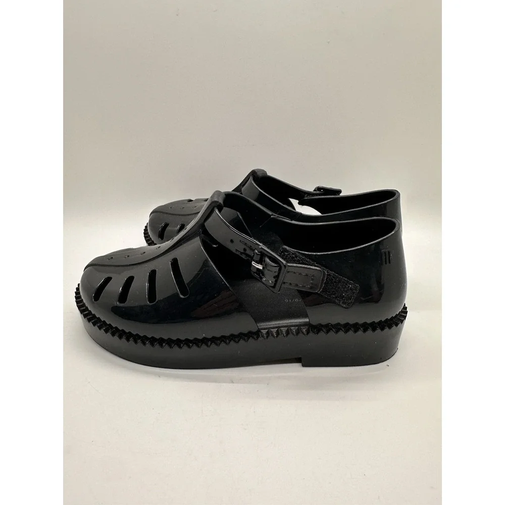 Mini Melissa Aranha 79/16 Black Jelly Sandals‎ Fisherman Mary Jane Toddler 11